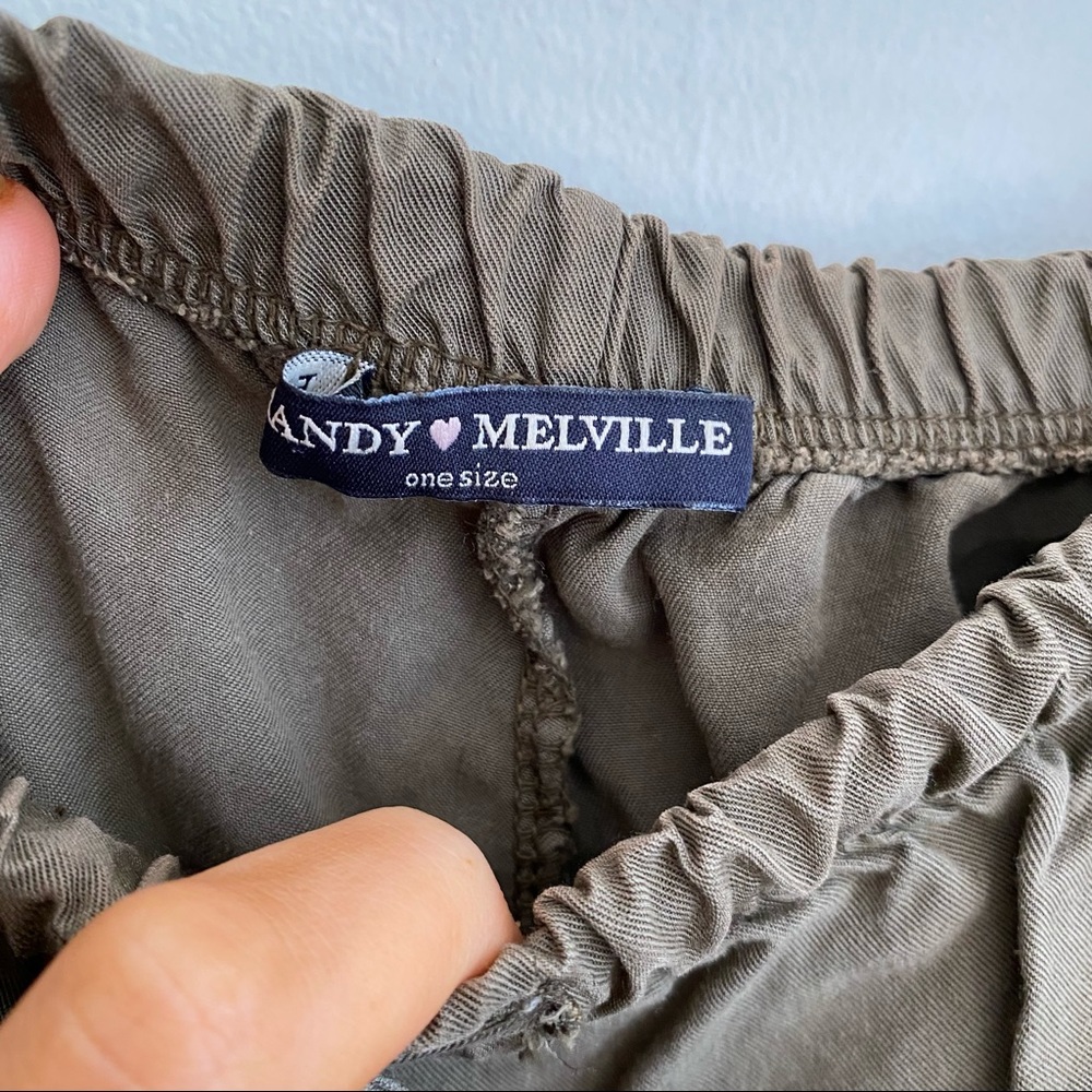 Brandy Melville Olive Sage Green Paper Bag Tie Front High Waisted Shorts - Picture 4 of 5